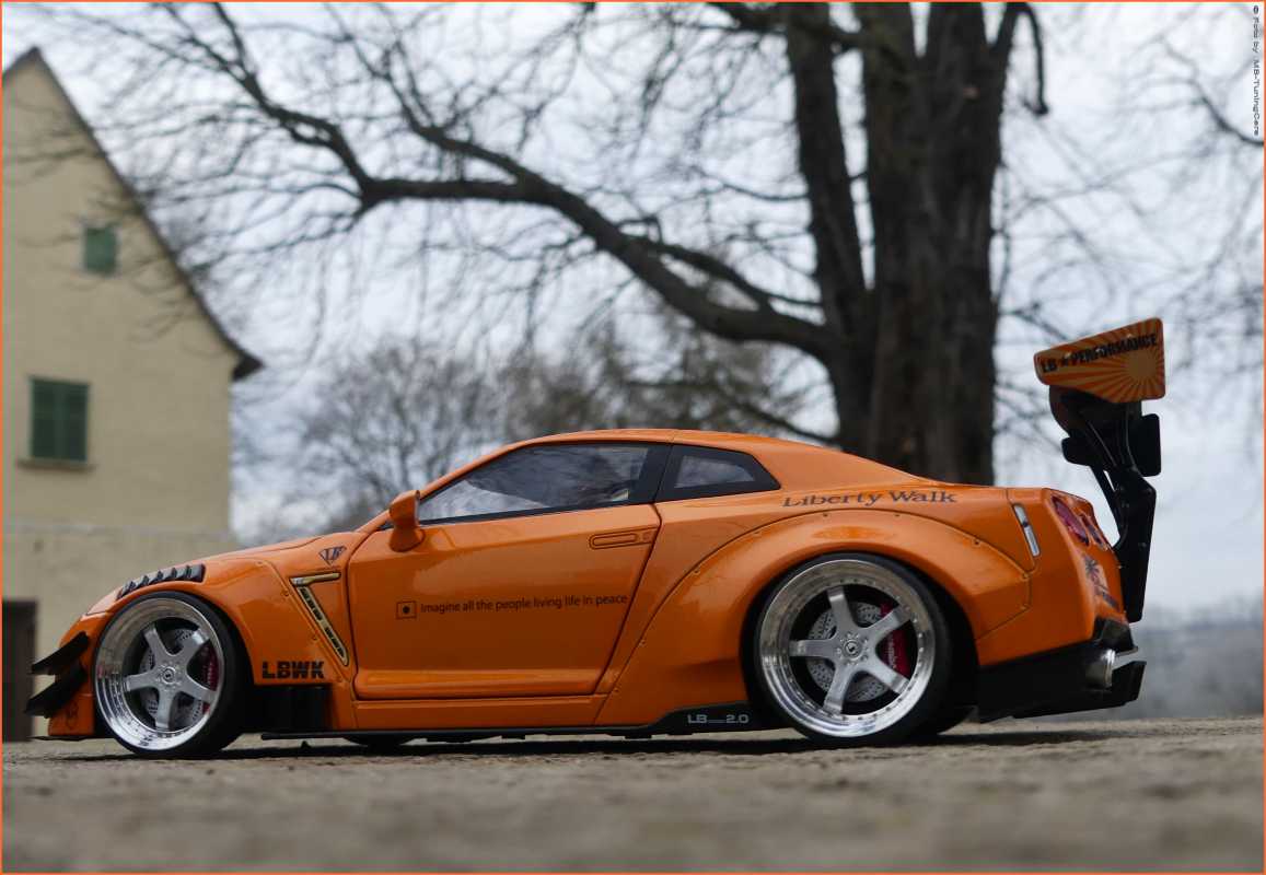 1:18 Nissan GTR35 2.0 LB Work - Orange - Echtalu-PVC-Felgen in OVP
